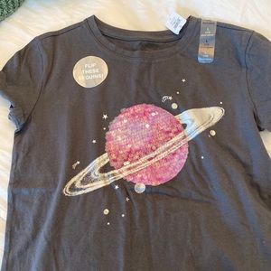 Gap planet sequin short sleeve shirt.
